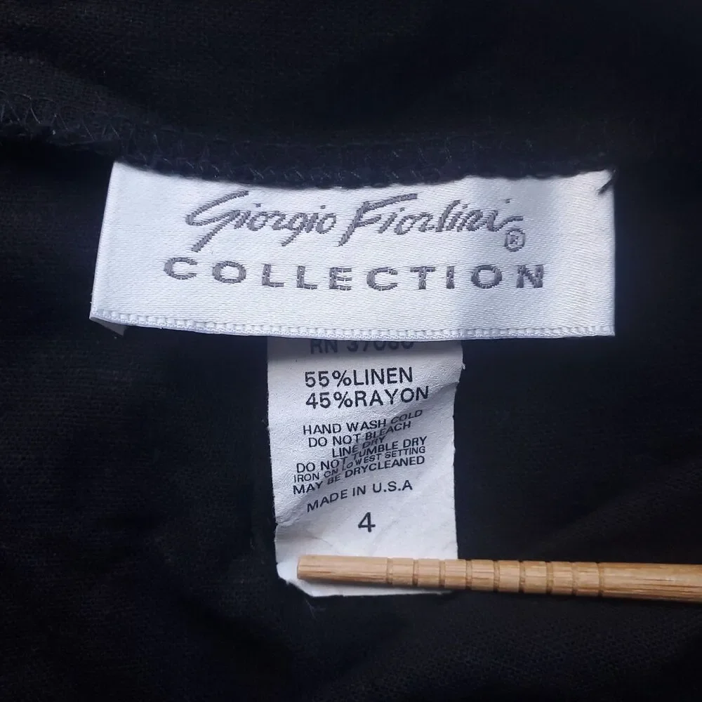 VTG Pencil Skirt Size 4 Black Linen Blend 30" x 36" Long Slit Lagenlook Lagom - Picture 4 of 14